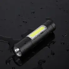 Аккумуляторная водонепроницаемый светодиодный фонарик фонарик Zoom XPE + COB LED карманный фонарик