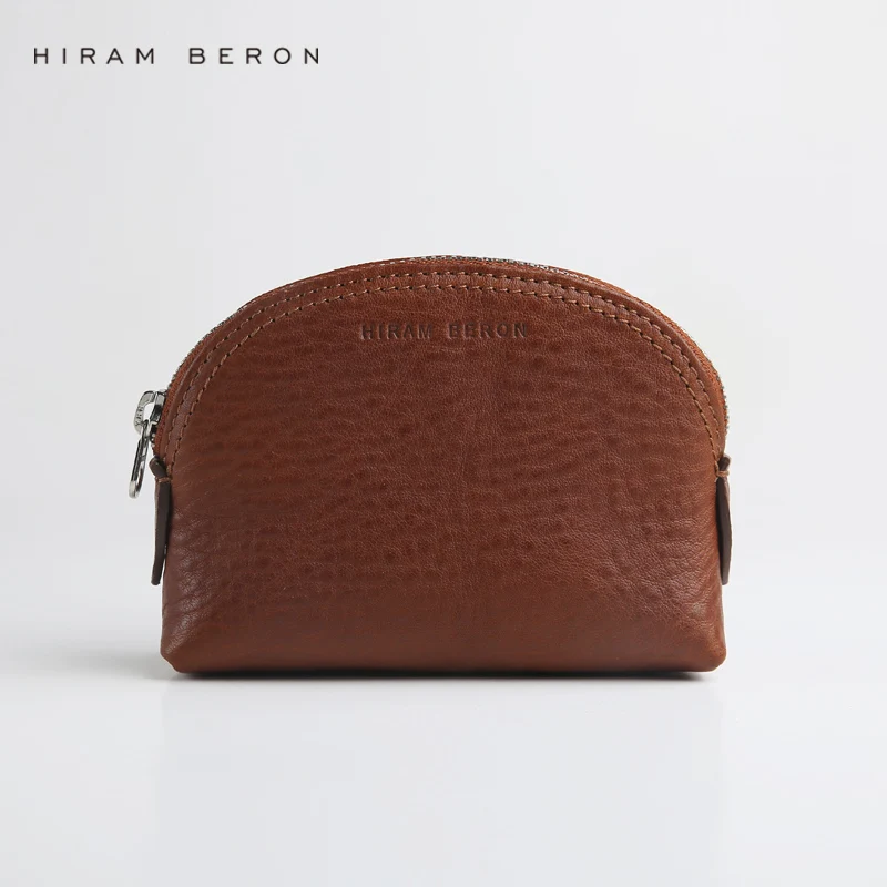 

Hiram Beron Women Coin Purse Solid Leather Coin Wallet Free Custom Zipper Pouch Vegetable Tanned Leather Large Capacity Purse