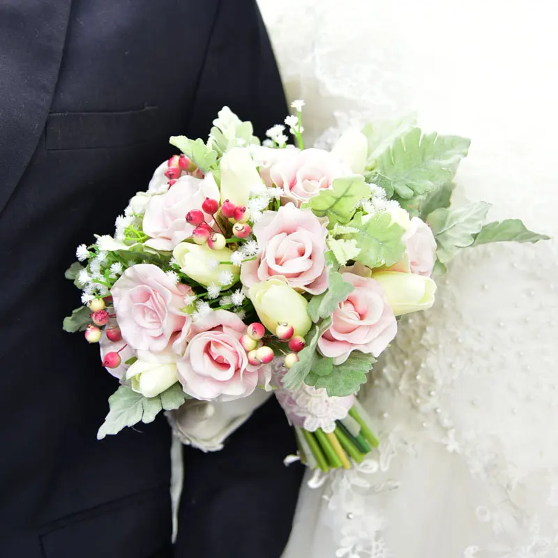 

2019 New Wedding Bouquets Flowers Bride Holding Flower Wedding Supplies Artificial Flower Bridal Bouquet Home Table Decoration