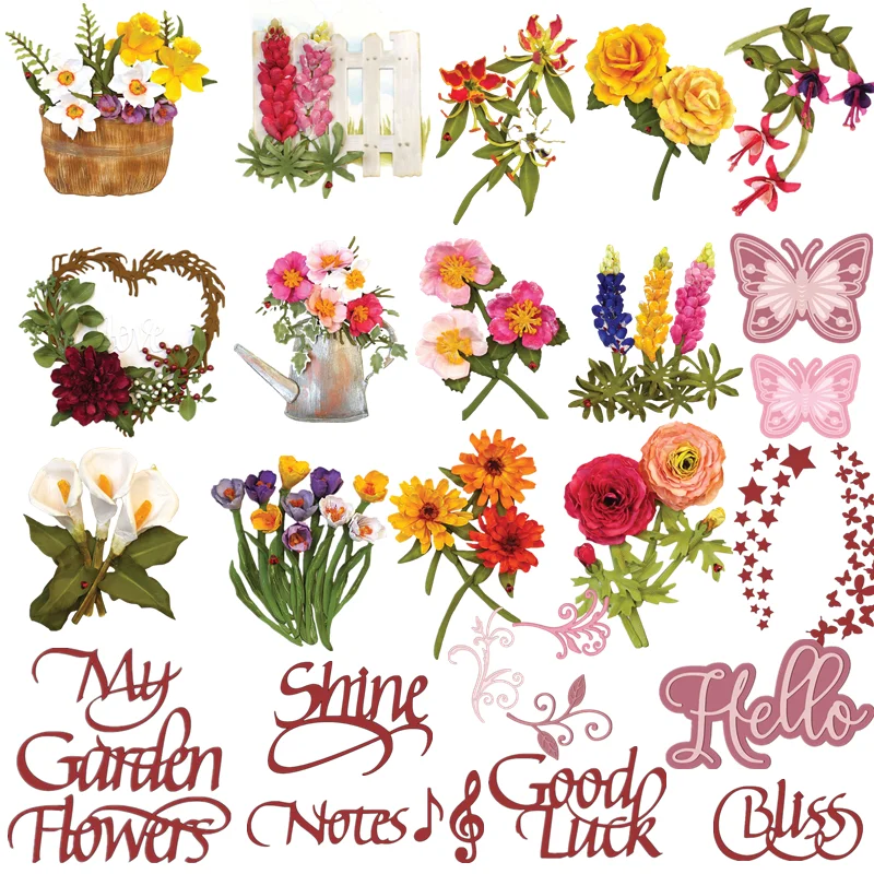 

Hello Notes My Garden Flower Metal Cutting Dies Stencils for DIY Scrapbooking Embossing Decoration Card Crafts Die Cut 2019