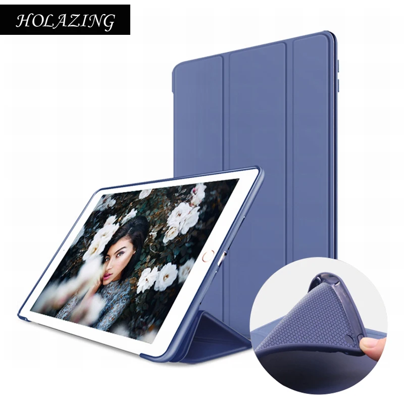 

HOLAZING Ultra Thin Smart Magnet Sleep Cover for iPad Air PU Leather+Silicone Back Case For iPad 5