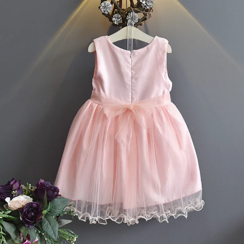 girl beach floral dresses girls pink tutu frill dance princess dress kids summer clothes sleeveless ruffle flounce party cloth (1)