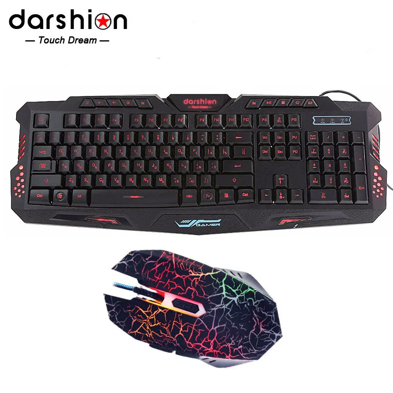 Дисплей Со СВЕТОДИОДНОЙ Подсветкой Русская клавиатура Gaming + Трещина gaming mouse 6