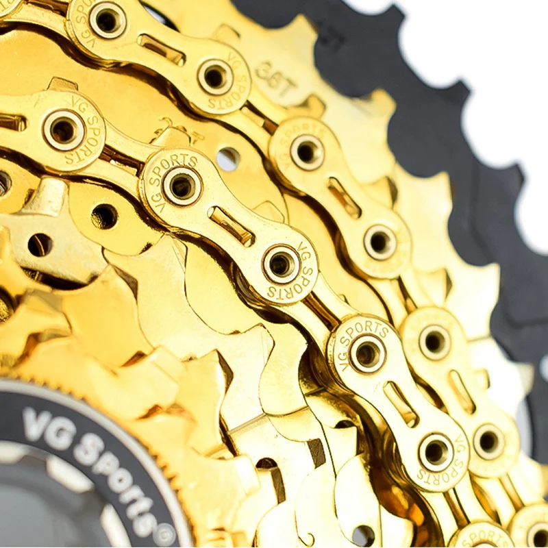 Top Vg Sports Ultralight 9 Speed Bicycle Chain Bike Chain Half Full Hollow 116L Mountain Mtb Road Bike Chains-Gold 7