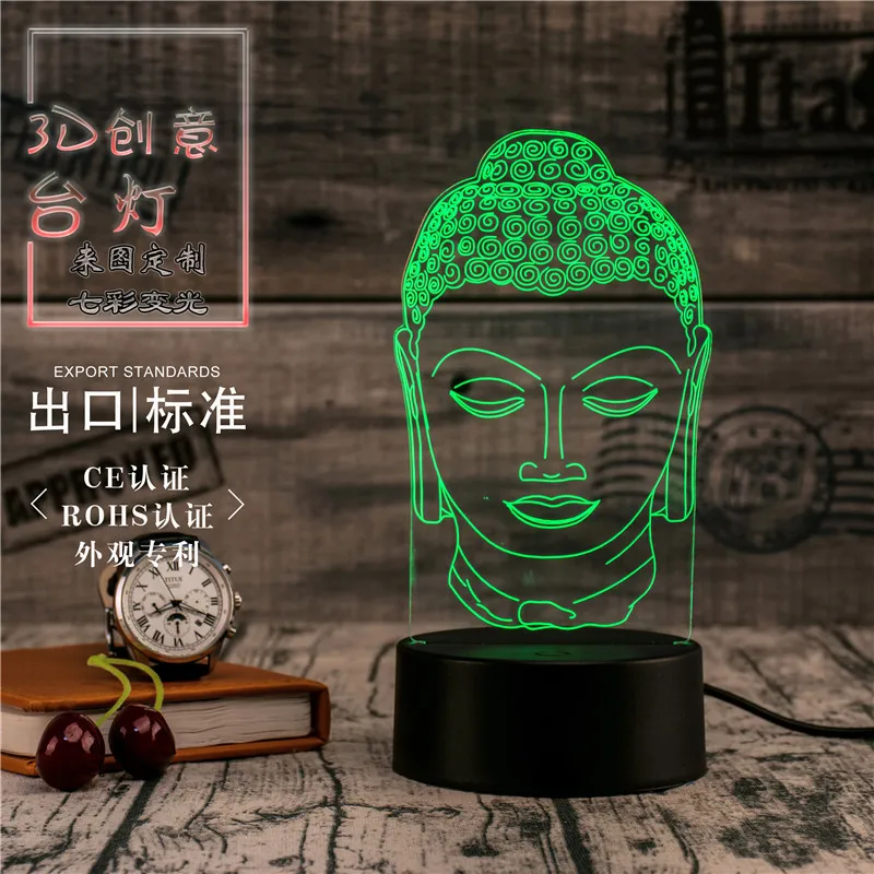 3D Led Novety светильник ing креативный подарок Ночной светильник Настольная лампа статуя Будды светильник светодиодный домашний коридор отель вечерние светильник s
