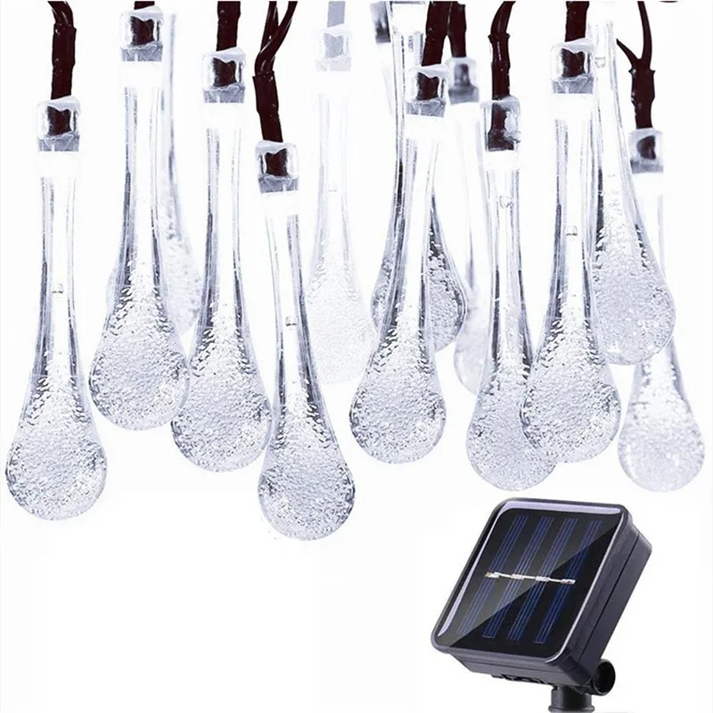 Рождественское декорирование деревьев 5 м 20 светодиодный солнечный свет в форме капли воды лампы орнамент с рождественской елкой уличный дворовый садовый декор