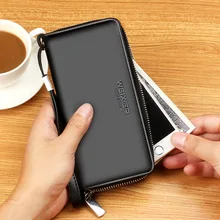 Высококачественный мужской кошелек с карманом для монет, мужские длинные кошельки, кожаный кошелек, деловые мужские кошельки, держатель для карт на молнии, клатч MWS268