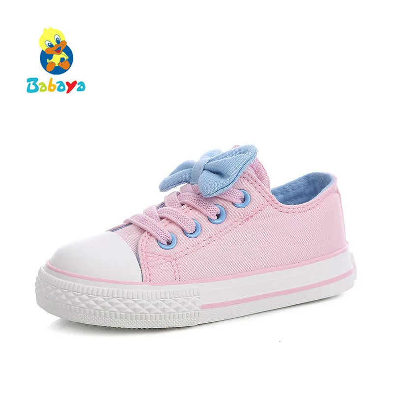 

Girls Canvas Shoes 1-6 Years Old Toddler Shoes Breathable Bow-tie 2017 New Autumn Lovely Babyshoes Girls Princess Shoes
