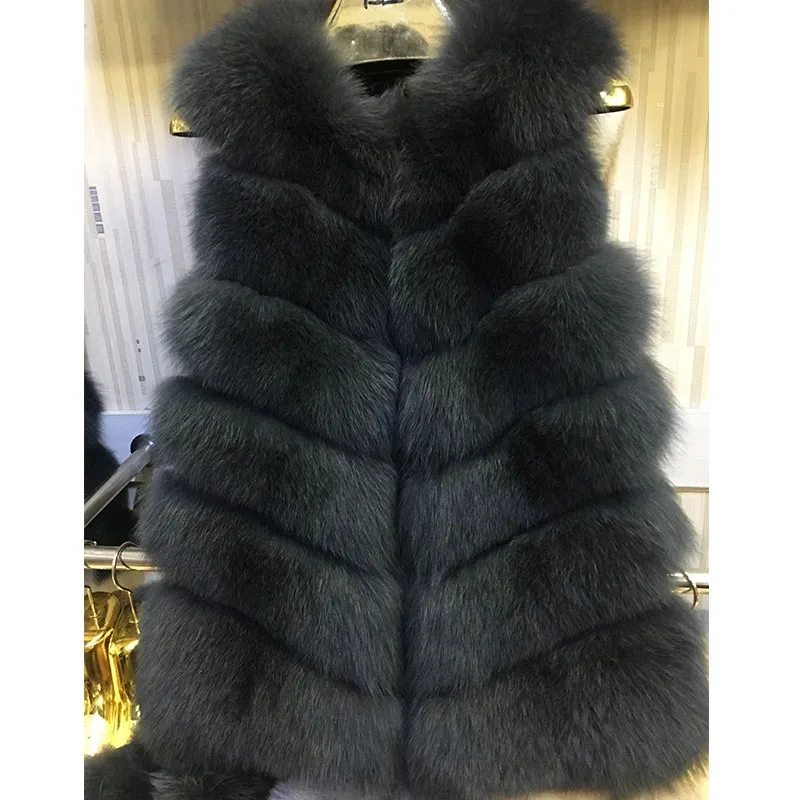 

Welfurlena 2017 New Autumn Winter Fashion Women's Natural Fur Vest Long Fox Fur Jacket Female Sleeveless Real Fur Coat Outwear