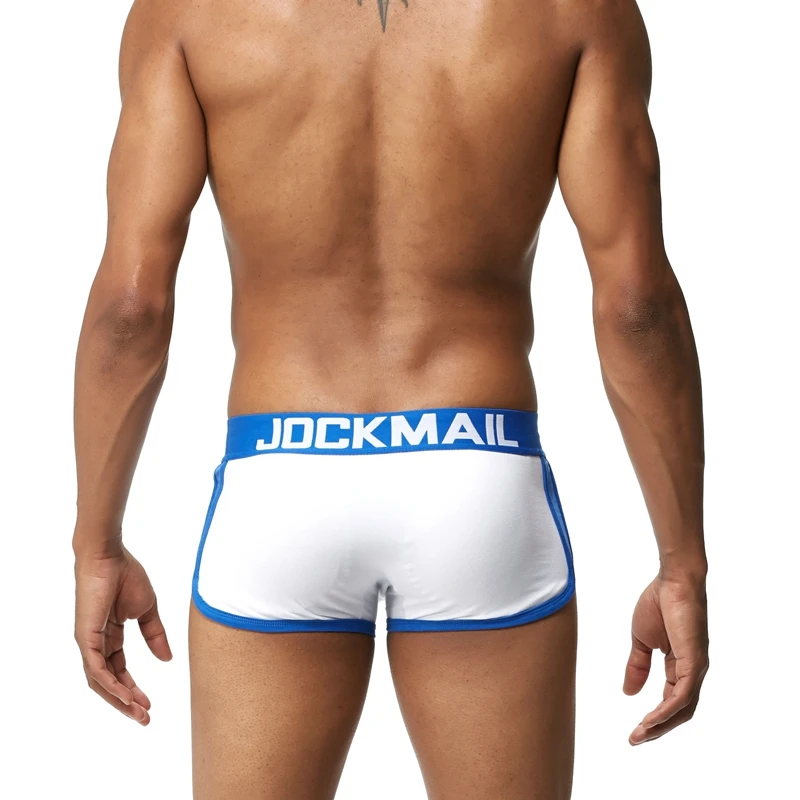 JOCKMAIL, фирменное Мужское нижнее белье, боксеры, плавки с сексуальным мешочком для пениса, усиление выпуклости спереди+ сзади, Двойная съемная чашка пуш-ап