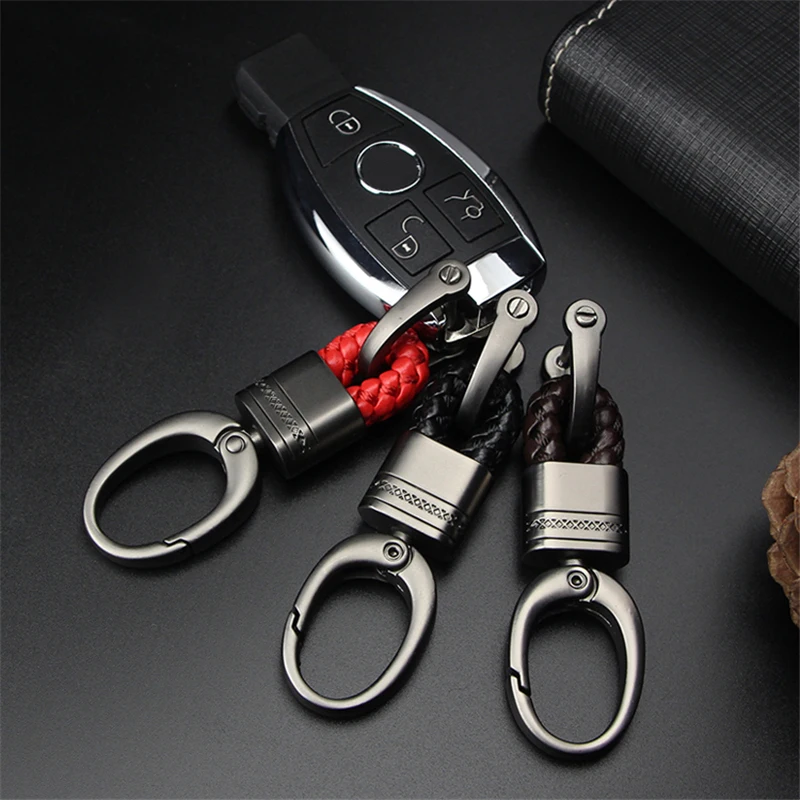 

Hand Woven Leather Car Keyring Keychain Key Ring Chain For Mercedes Benz Accessories W203 W204 W211 W212 W124 Cla Amg Gla Key