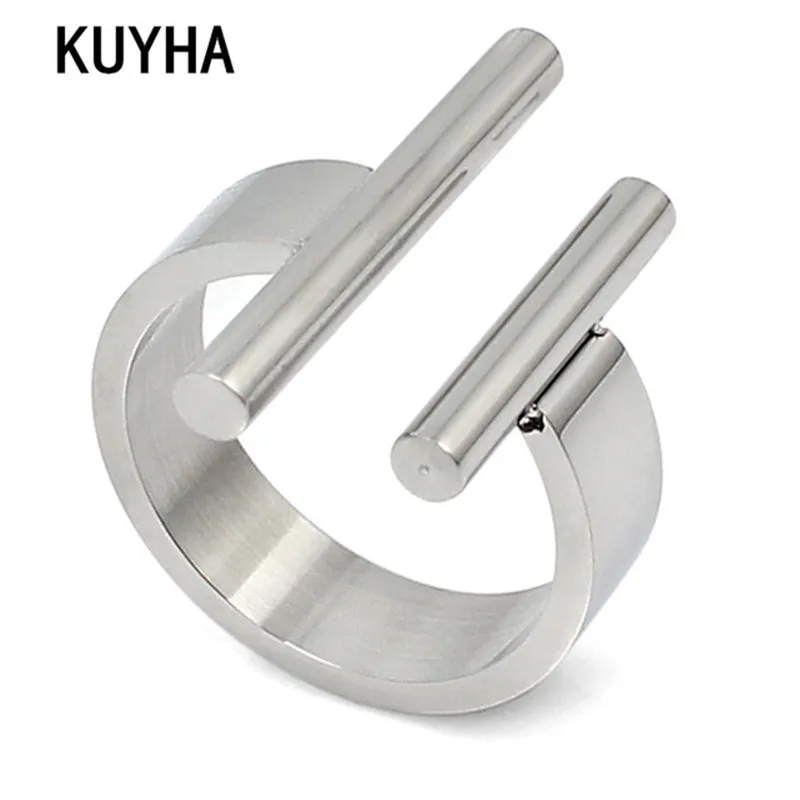Open Finger Rings for Women Luxury Silver Color Irregular Jewelry Fashion Stainless Steel New Arrival