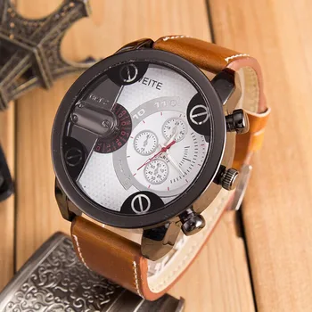 

2019 Fashion Luxury Mens Analog sport watches steel Case Quartz Casual Leather Wrist Watch reloj mujer A3