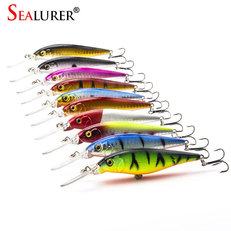 

10Pcs/lot Fishing Lure Deep Swim Hard Bait Fish Tackle 11CM 10.5G Artificial Baits Minnow Fishing Wobbler Diving Artificial