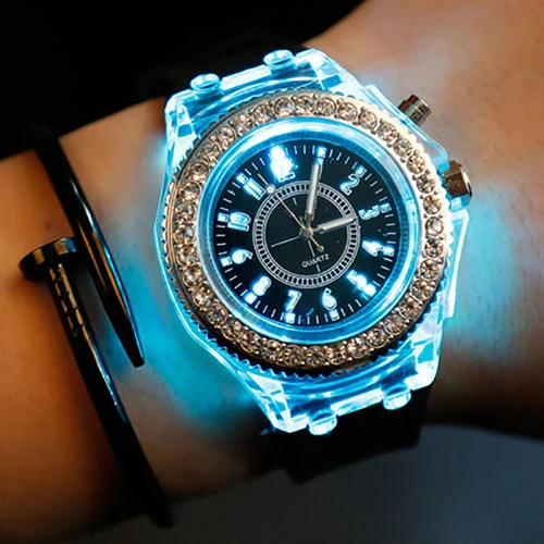 Unisex Geneva Sports Waterproof LED Backlight Silicone Band Quartz Wrist Watch Store 51