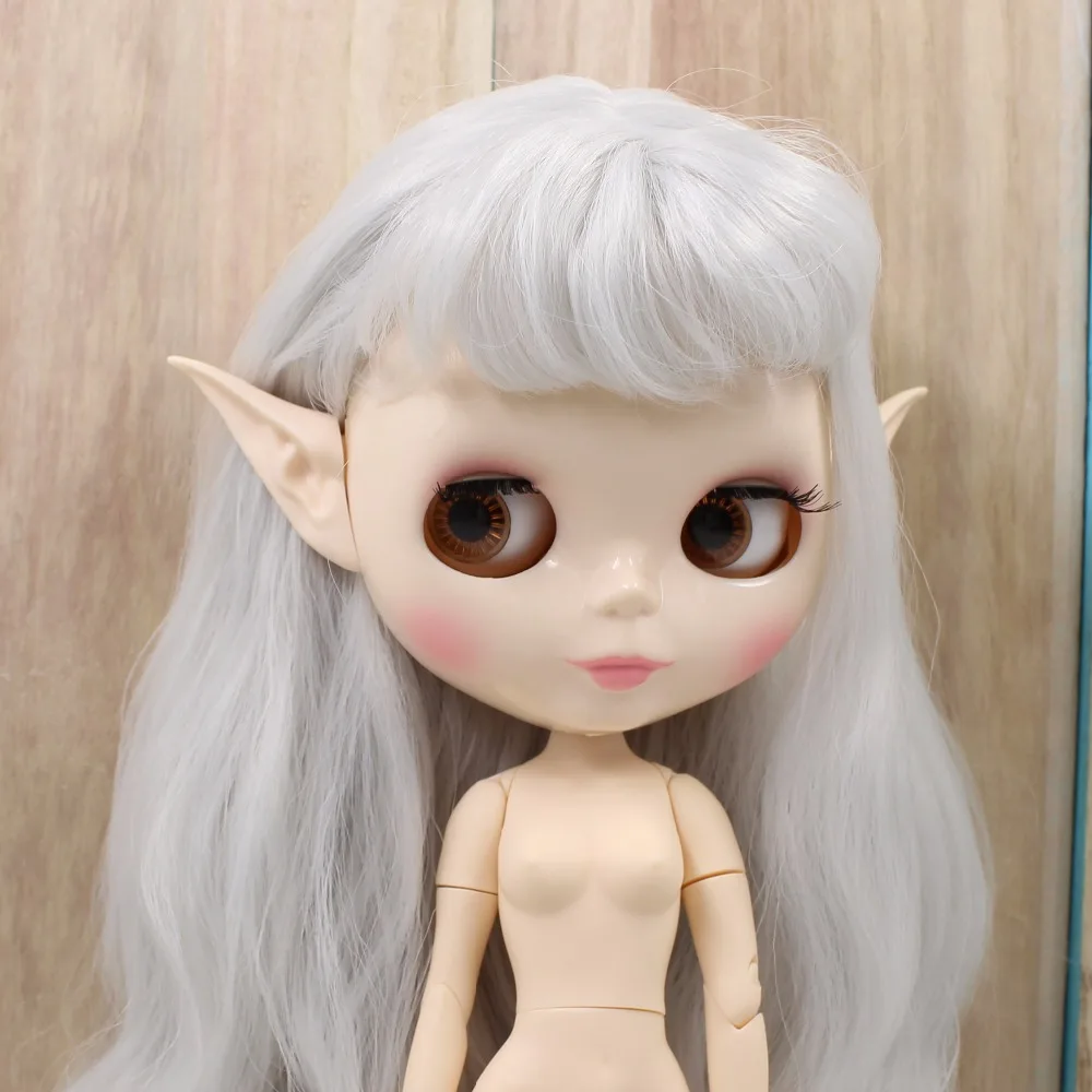 Кукла ICY DBS Blyth игрушка из серых волос с ушками белая кожа сустав тело не нужно