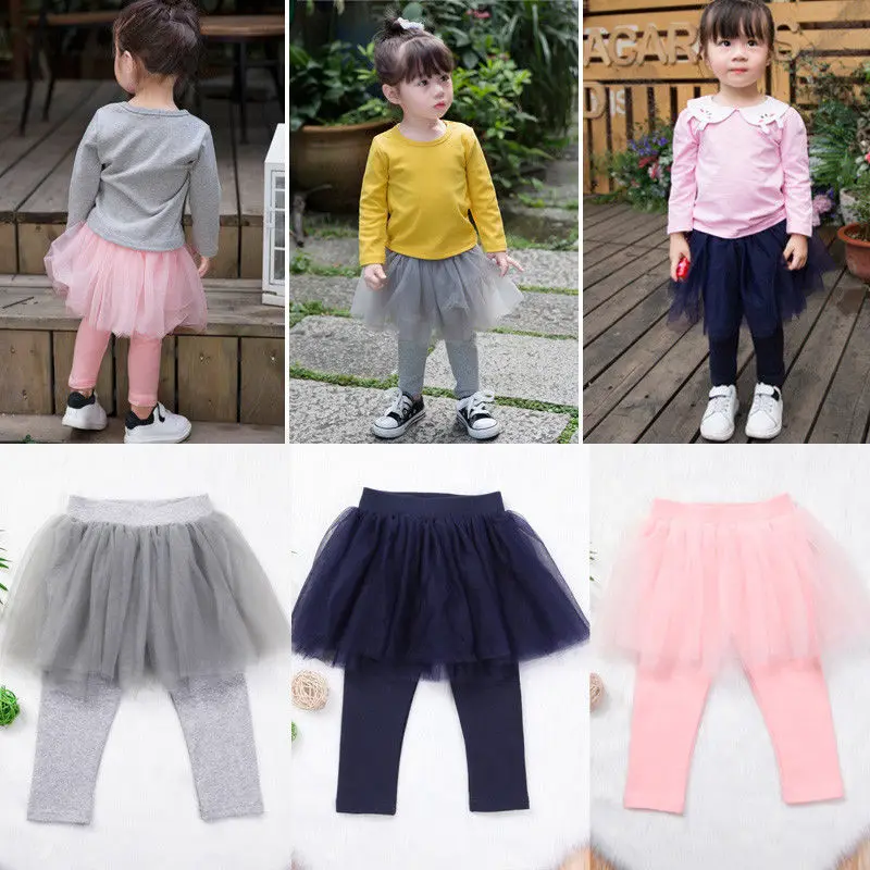 Детская одежда для девочек Кружево фатиновая юбка Брюки для девочек Culotte юбка-штаны Леггинсы для женщин одежда малыша очаровательны для