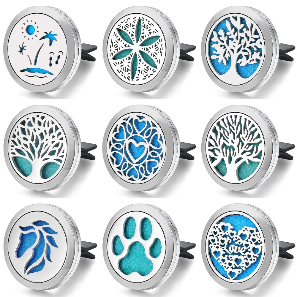 

35mm Silver 316L Perfume Locket Aromatherapy Essential Oils Car Diffuser Locket Jewelry Free with 5 Felt Pads