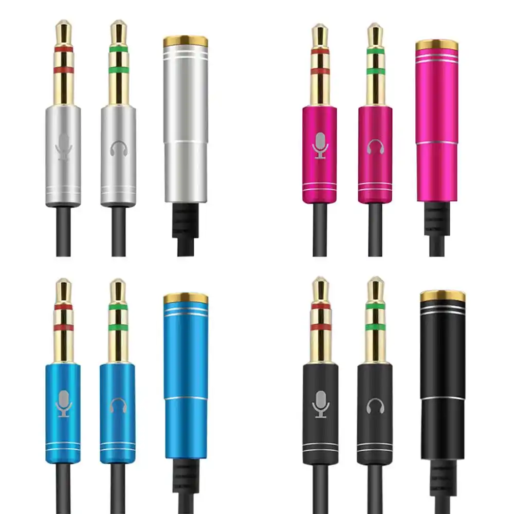 3.5mm Earphone Adapter Converter Cable Headphone+Mic Audio Splitter Aux