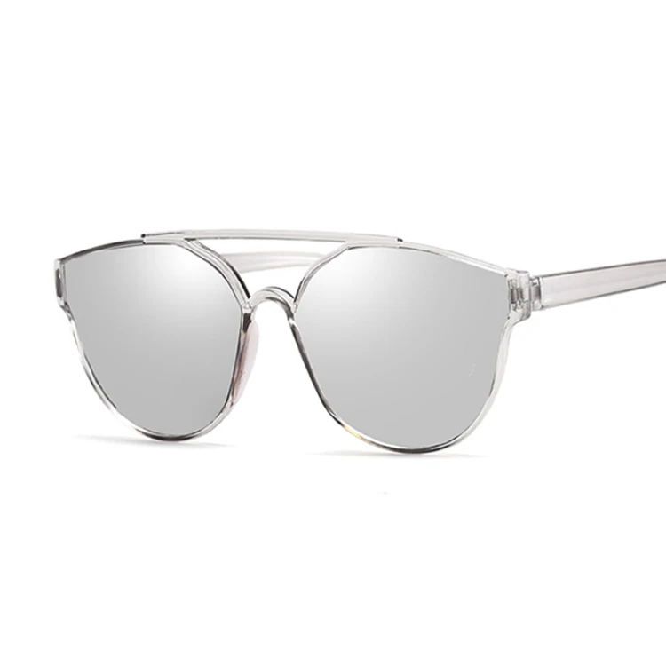 Негабаритных кошачий глаз солнцезащитные очки для женщин Роскошные прозрачные градиентные солнцезащитные очки большая оправа винтажные очки UV400 очки для леди - Цвет линз: Серебристый