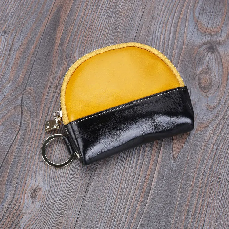 Новинка, Женский кошелек из воловьей кожи, брелок для ключей для мужчин, мини сумка dime, кошелек для мелочей, небольшая сумка для мелочей TW2302 - Цвет: yellow