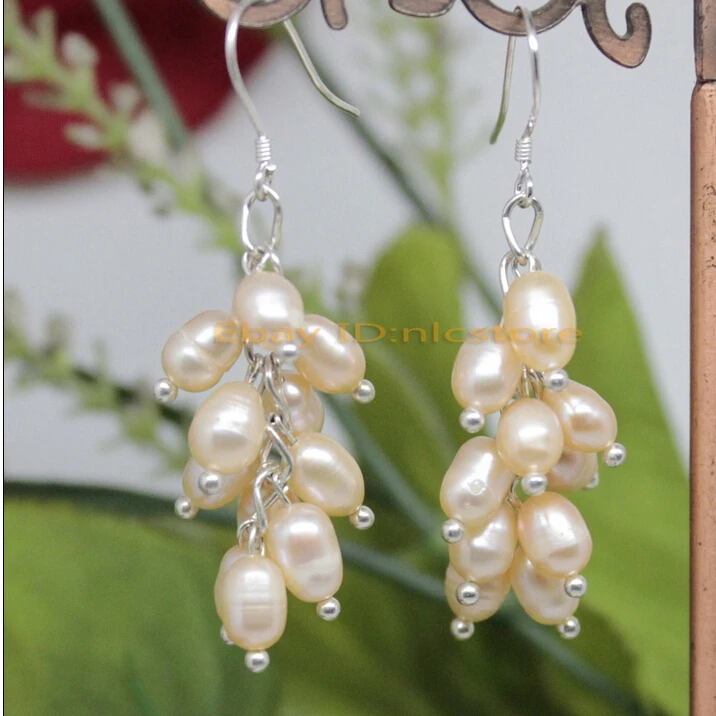 

lovers women good Free shipping@@@@@ AAA HIGH LUSTER PINK PEARL CLUSTER EARRING 6.10