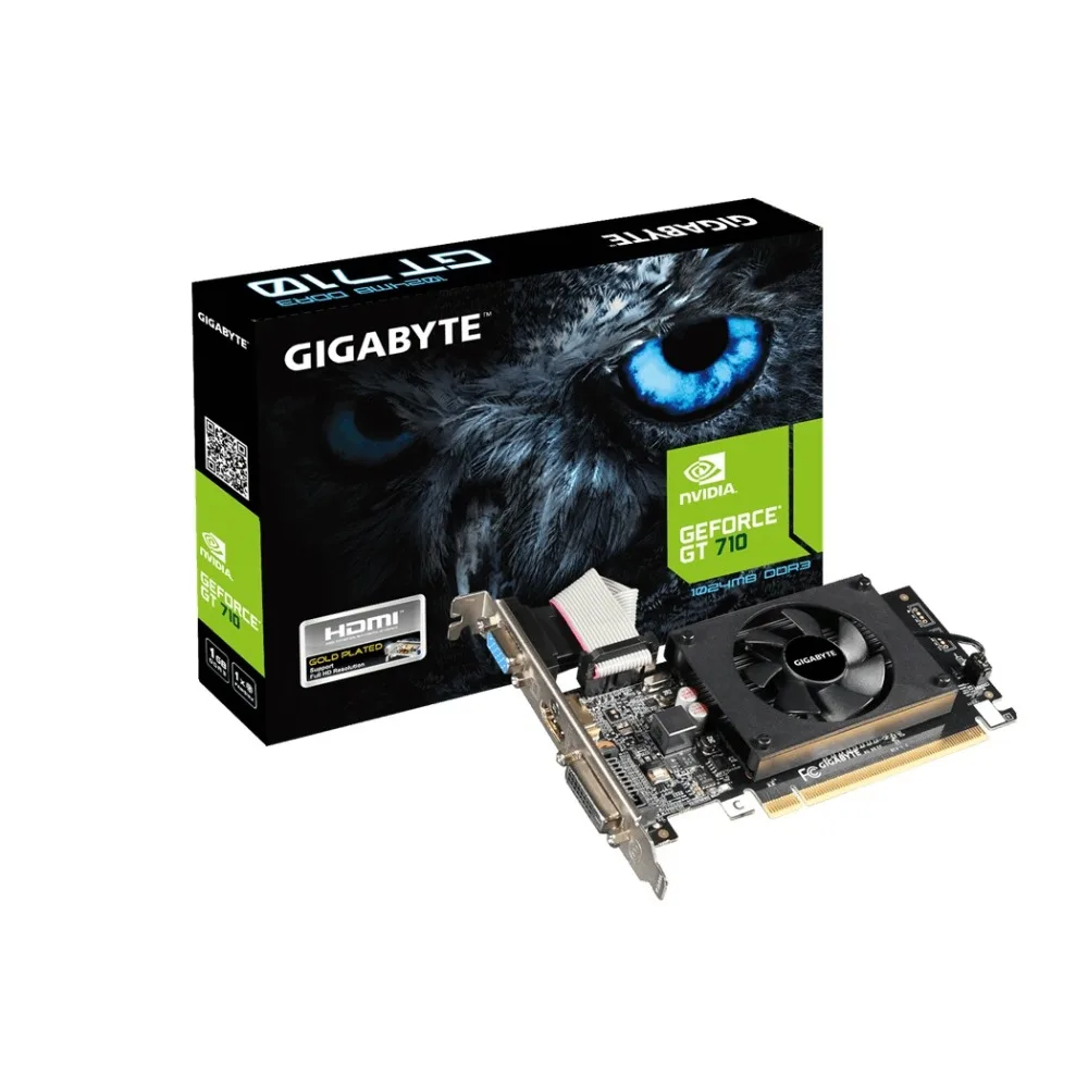 Gigabyte GeForce GT 710, GeForce GT 710, 1 ГБ, GDDR3, 64 бит, 4096x2160 Pixeles, PCI Express 2,0