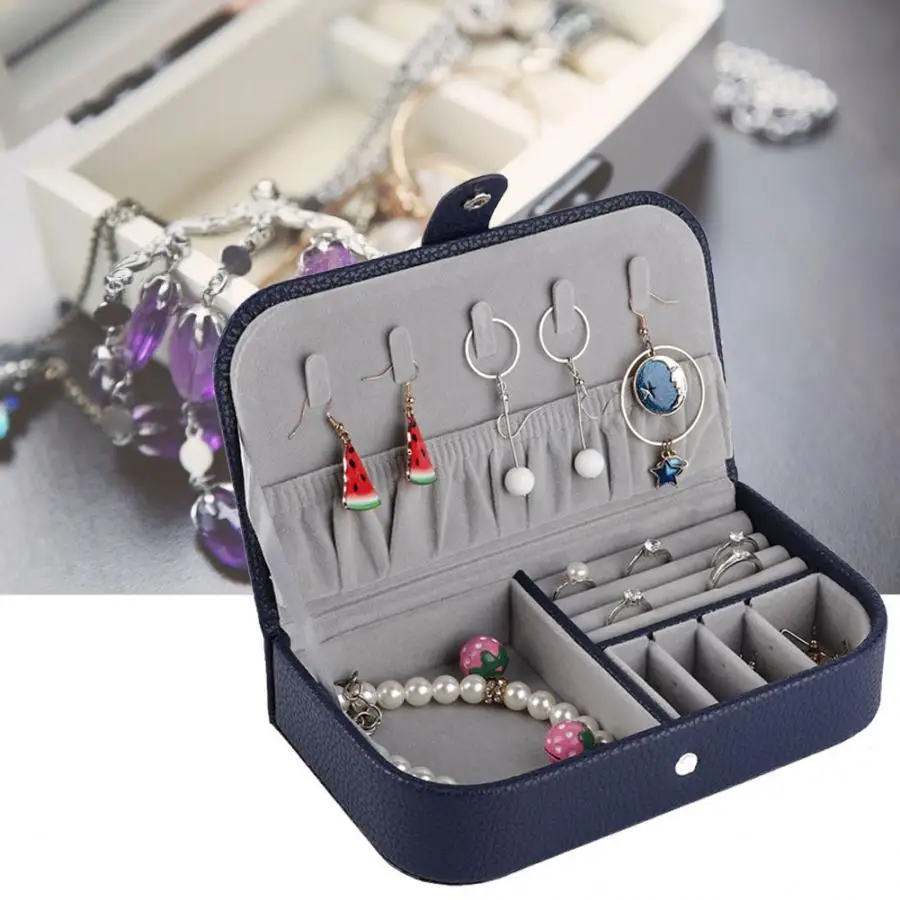

Fashion Portable Necklace Storage Earring Container Packaging Box Jewelry Holder Decor Jewellery Organizer Jewerly Box Case
