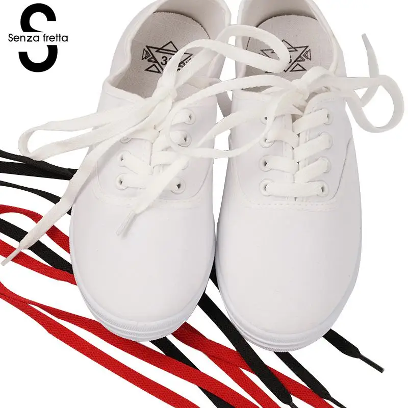 red and black flat shoelaces