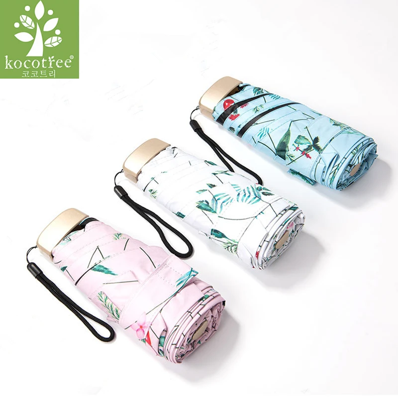 

Kocotree Flower Pattern Package Mini Quality Sunny Rainy Fashion Creative Folding Brand Umbrella Women Female With Exquisite Bag