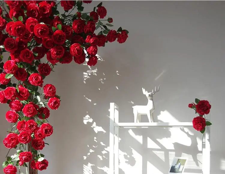3 головки искусственный шёлковый пион ветвь цветка для DIY бриал букет свадебная АРКА поддельные цветы для дома, сада композиция Флорес