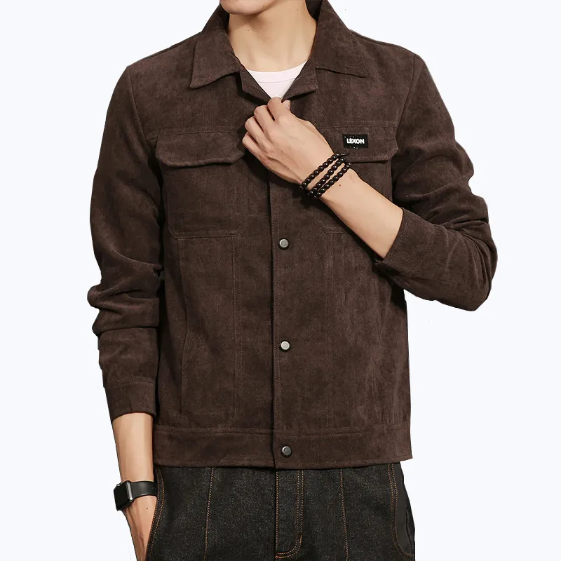 

Men's jacket spring and autumn fashion simple retro corduroy thick single-breasted straight jacket/male wild high-quality jacke