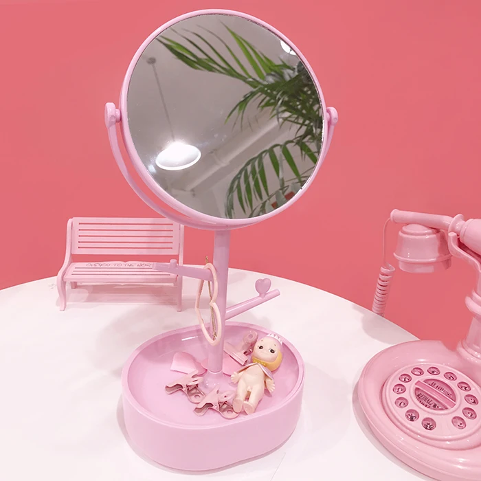 2019NEW пластиковое зеркало для макияжа для девочек овальное круглое зеркало для рукоделия принцесса элегантное портативное косметическое оборудование espelho de maquiage
