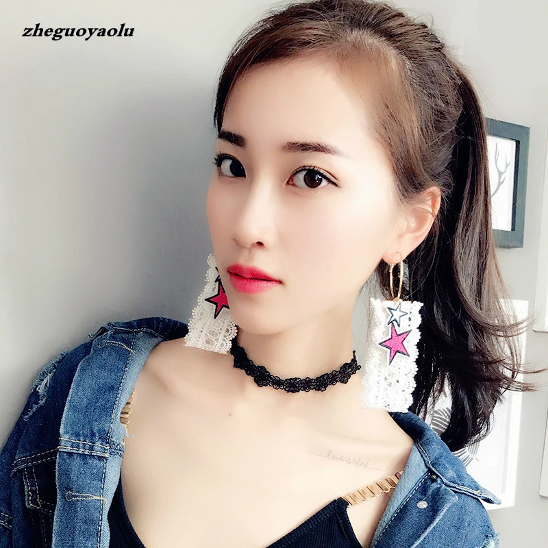 

Hot Sale Fashion Boho Long Drop Earring Vintage Bohemia Star Lace Women Wedding Party Jewelry Earring Accessories
