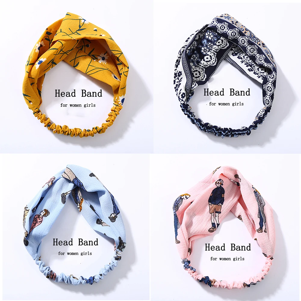 

Fashion Knot Headband Flower Hair Accessories for Women Girls Turban Elastic Hairband Head Wrap Striped Headwear Accessorie W277