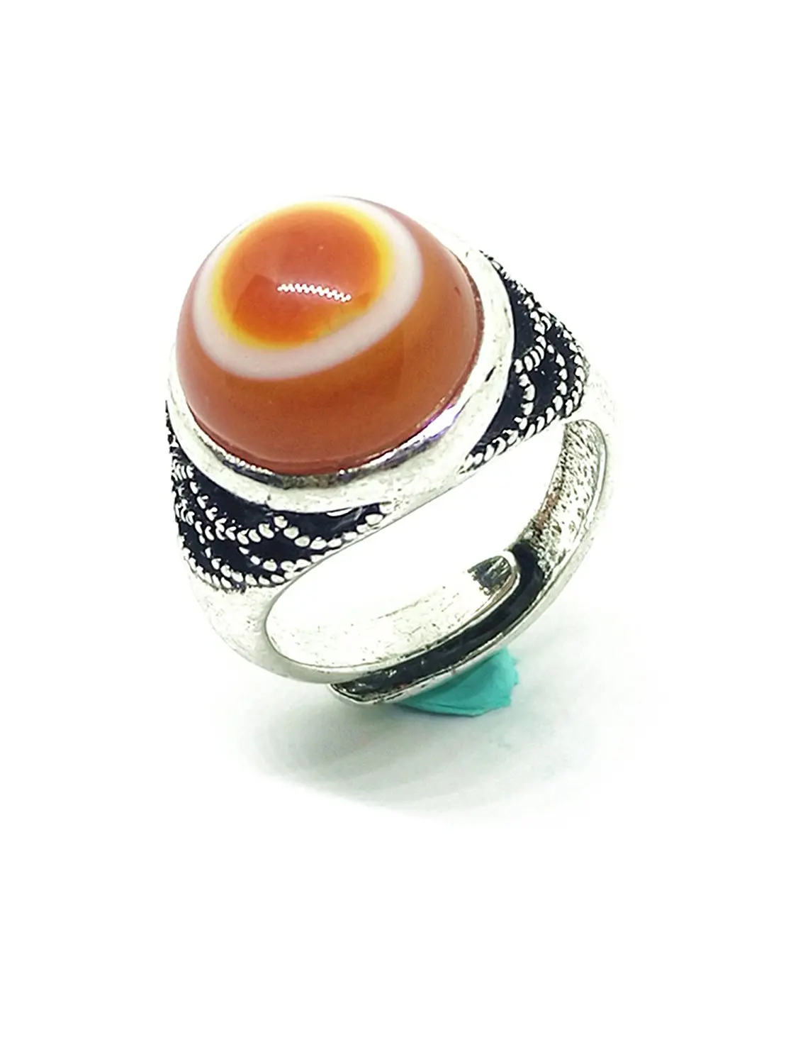 

Womens Vintage 925 Sterling Silver Natural Red Gemstone Agate Evil Devil Eye Pingente Rings For Turkish