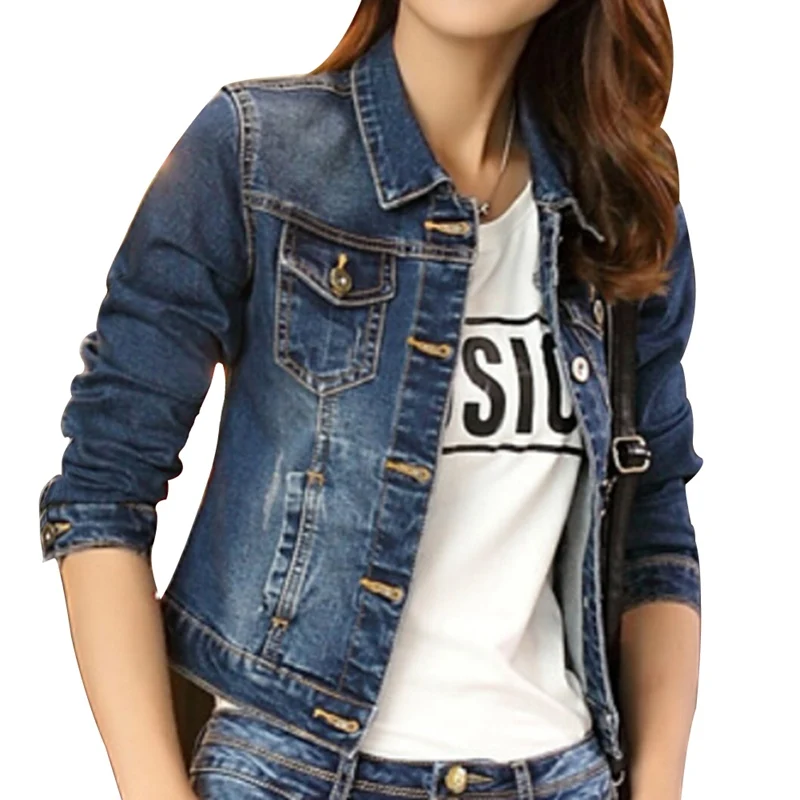 

Women Basic Coats Autumn And Winter Women Denim Jacket 2019 Vintage Long Sleeve Slim Female Jeans Coat Casual Girls Outwear