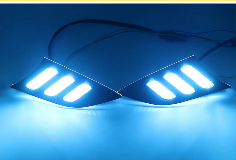 

Qirun led drl daytime running light for Kia K3 2013-2016 with Dynamic moving yellow turn signal and blue night running light