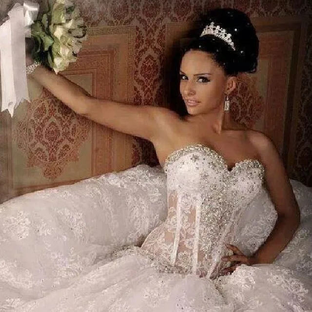 2018 Новая мода платье vestido de noiva Элегантный бальное платье Кружева корсет для похудения свадебное платье с блестками кружева для матери