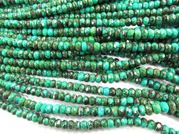 

High quality 2strands 3x4 4x6 5x8mm Stabilzed Turquoise Rondelle Abacus Faceted Blue Green black jewelry Bead