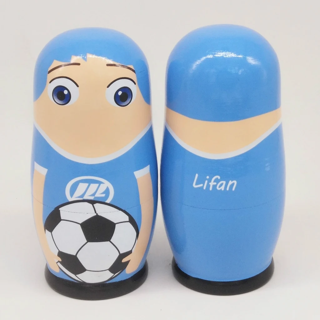 6 Pieces Cute Football Player Matryoshka Dolls, Wooden Russian Nesting Dolls Set