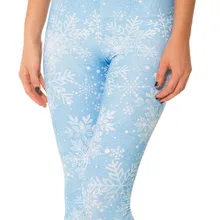JIGERJOGER 3d печать оптом Белые снежинки небесно-голубые леггинсы женские плюс размер XXXXL штаны для бега