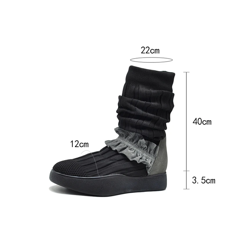 Artmu Botas Chaussures mollet Tricoté Bottes Femmes Main Mujer Gris La Sneakers D'origine Mi Robe Minimalistes À rRHxrq