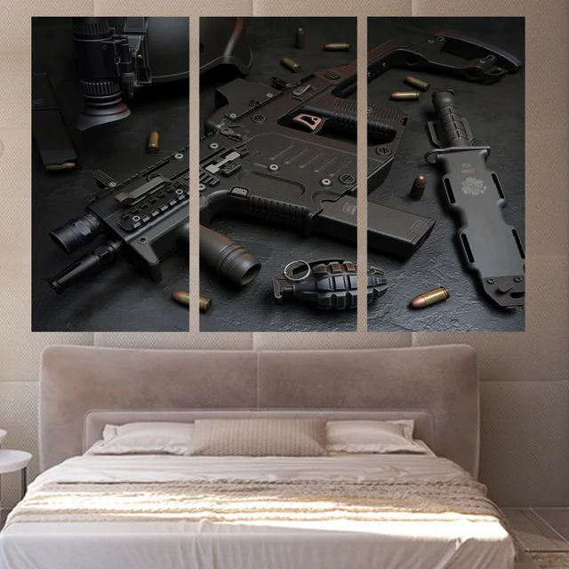 Framed 3pcs Gun Super Weapon Modern home decor Canvas Print Painting