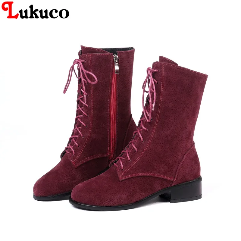 

Lukuco Luxury Mid-Calf Botas 3cm Heels Large Size 40 41 42 43 44 45 46 Black Boots Custom Handmade Free Shipping Women Shoes