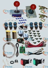Arcade parts Bundles kit With long shaft Joystick chrome Illuminated LED buttons & 2 player USB to Jamma Build Up Arcade cabinet