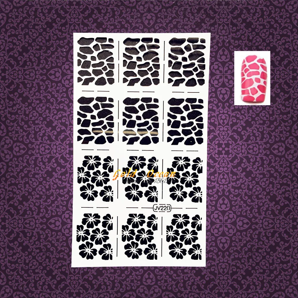 

1PC Sexy Leopard Print Pattern Nail Art Sticker Stencils Hollow Template Guide Manicure Tool Tips GWJ220 Henna Flower Nail Foils