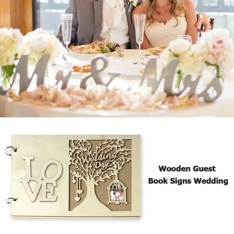 Свадебная Гостевая книга деревянная любовь полые помолвки гость знак сообщение Книга подарок из фанеры и березы картонный материал