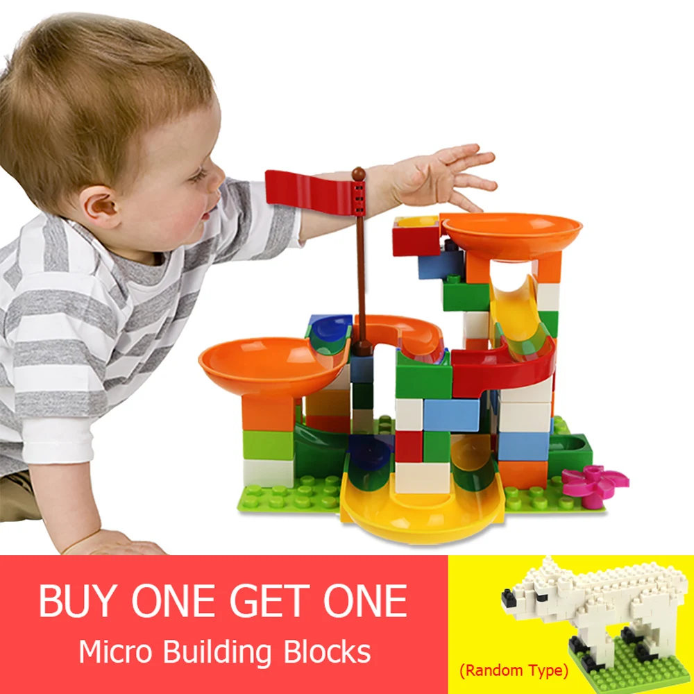 

74pcs/set DIY Track Building Blocks Marble Race Run Maze Balls Funnel Slide Big Size Building Brick Educational Toys for Kids