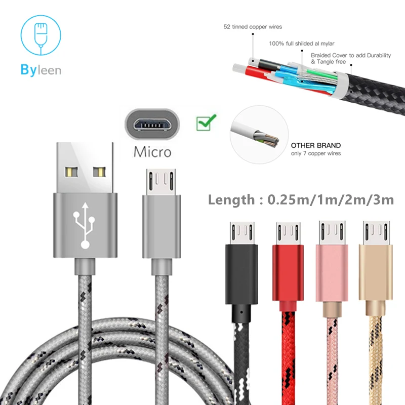 

Micro Usb Fast Charger Cable For Xiaomi Redmi 4A 5A Note 4X Ulefone power 5 , T2 Pro , Armor X , Armor Mini , Power 3S , mix 2